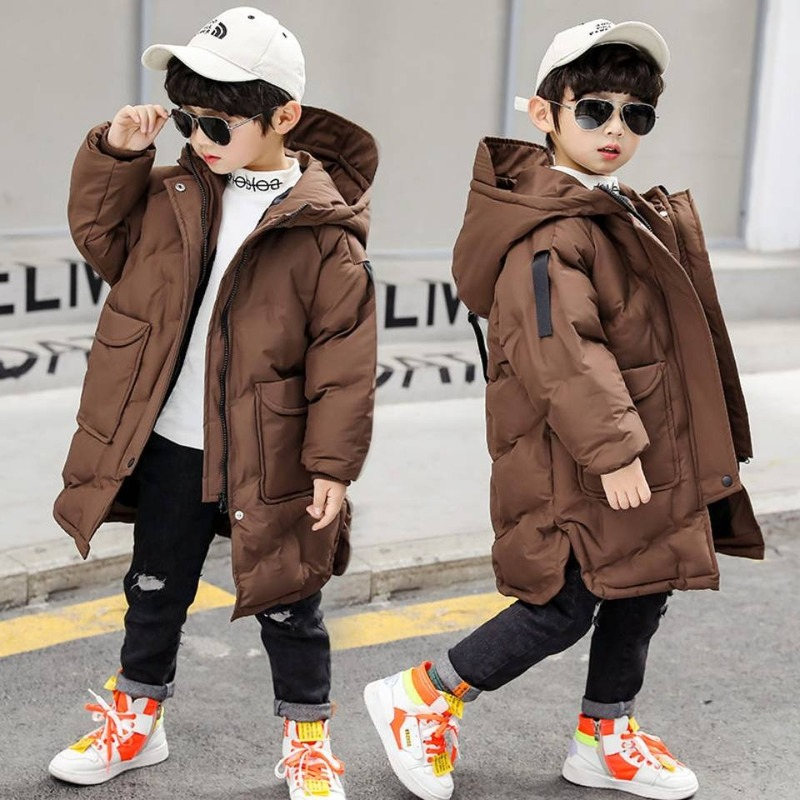 Moda inverno com capuz casaco grosso parka cor sólida para baixo roupas de neve wear crianças outerwear tamanho para 4 5 6 7 8 9 10 12 13 ano