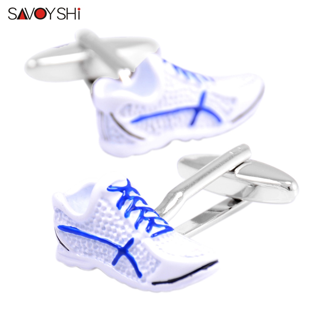 SAVOYSHI Top Enamel Cufflinks for Mens Shirt Cuff buttons Novelty Basketball Shoes Cuff link Special Free Engraving