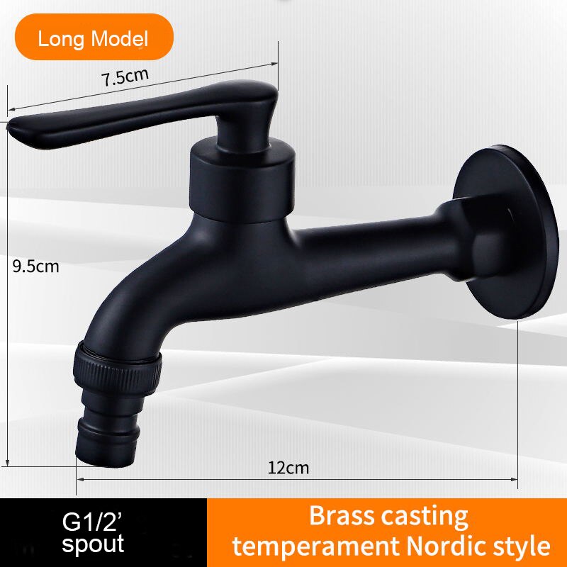 Black Bibcock Brass Faucet Outdoor Garden Taps for Washing Machine Laundry Cleaning Toilet Mop Faucet WB8511: Light Grey