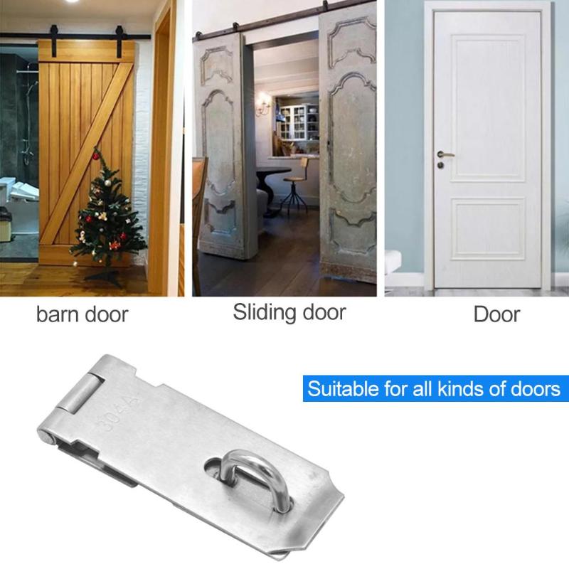 Stainless Steel Padlock Clasp Gate Hasp Staple Easy Install Door Lock Shed Latch Household Burglar-proof Hardware