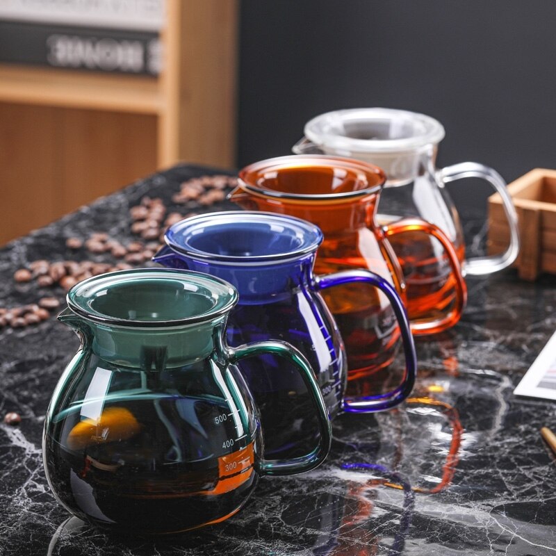 300/500ml Color Reusable Glass Coffee Pot High Temperature Resistant Glass Coffee Pot Sharing Pot Coffee Percolators Coffeeware