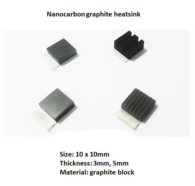 100 Stks/partij Hoge Thermische Geleidbaarheid Nanocarbon Graphite Heatsink Zwart Lichtgewicht Radiator 10*10Mm
