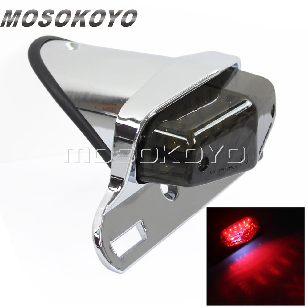 Motorfiets Lucas Achterlichten LED Vintage Brake Stop Licht Emark Achterlicht voor harley Chopper Scrambler Cafe Racer: chrome smoke