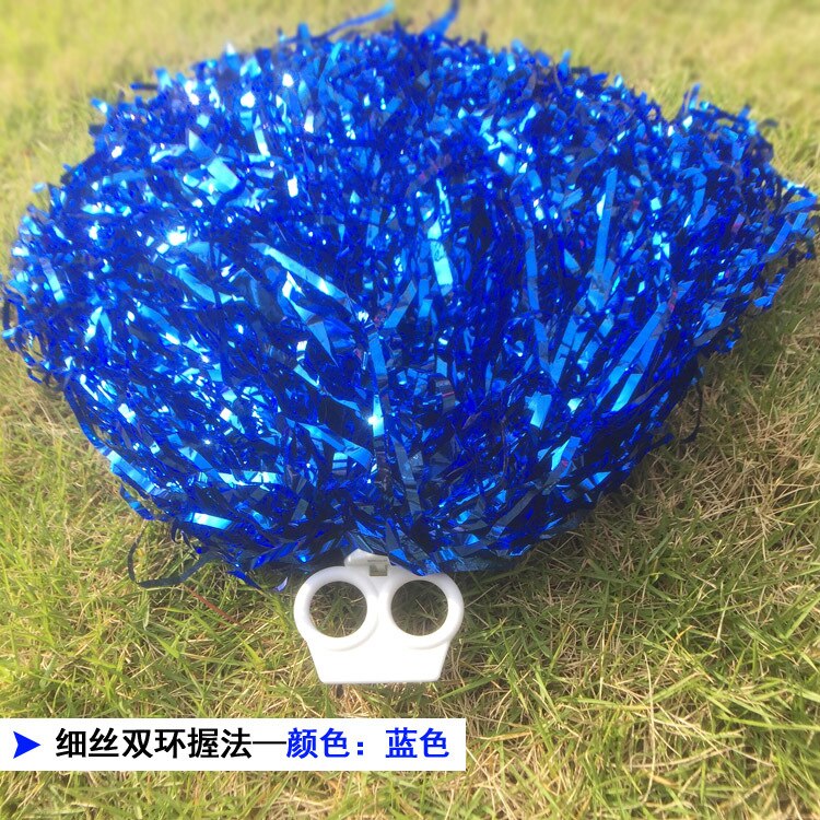 25-30CM Girl Pom Poms Sparkly Filament Hand Flower Cheerleader Holding Pompom Cheerleader Flower Ball Dance Game Cheer Props: blue-ringstyle