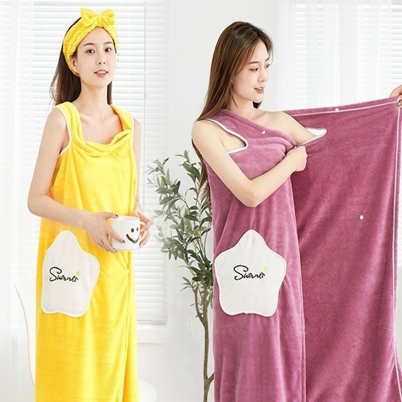 1Pcs Kan Dragen Badhanddoek Drank Verslaafd Coral Wol Sling Bad Rok Badjas Zachte Pakket Borst Meisje Microfiber Handdoek