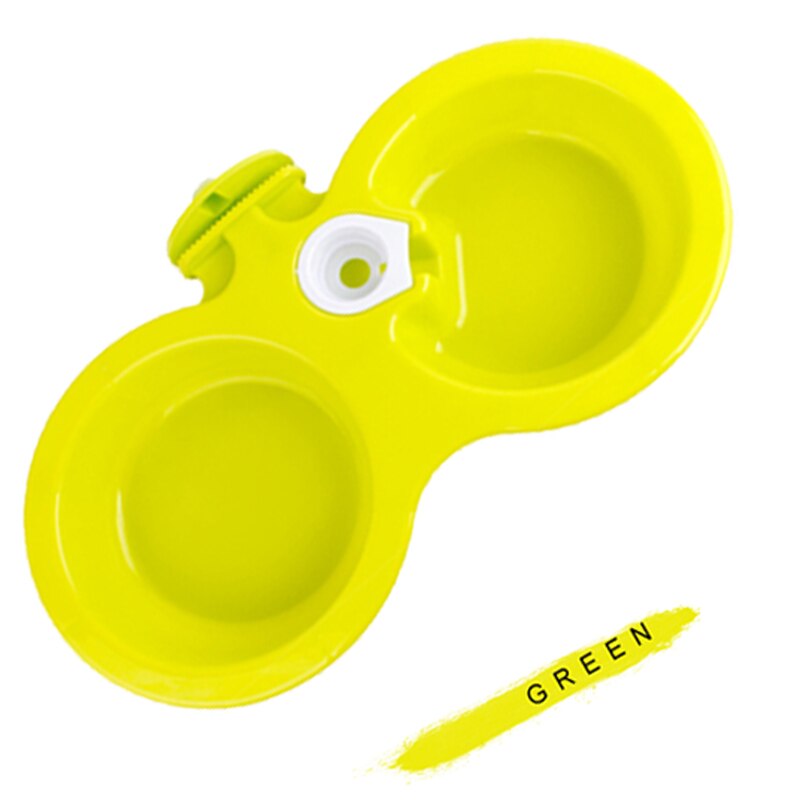 Pet Automatic Dual Purpose Waterer Dispenser Easy Clean Fixed Hanging Double Bowl Cats Dogs General Drinking Feeder: GREEN / M