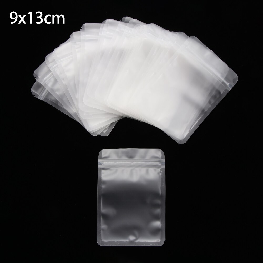 20Pcs Matte Transparant Rits Plastic Zak Aluminium Folie Hologram Voedsel Pouch Kleine Water Proof Rits Hersluitbare Zakjes 4Size: 9x13cm