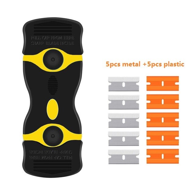 Cleaning Razor Scraper + 10pcs Blades Car Window Tint Glass Vinyl Decal Sticker Adhesive Paint Remover Cleaner Tool Squeegee: 81106