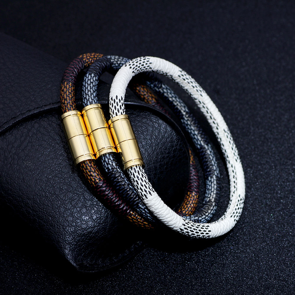Charm Koeienhuid Lederen Armband Punk Magnetische Snap Armband Voor Mannen Vrouwen 3 Kleur Sieraden