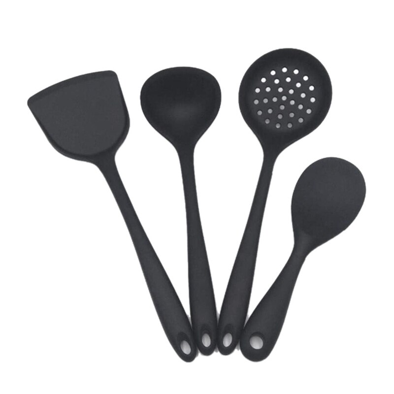 ! Silicone Kitchen Utensils 4 Pack,Silicone Nonstick Cooking Utensils,Turner Spatula,Skimmer,Ladle And Spoon Spatula: sky blue