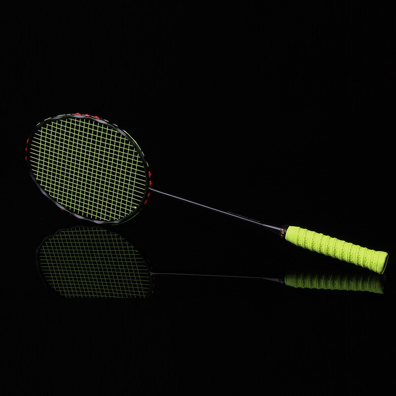Ultralight 4U Strung Badminton Racket Carbon Badminton Racquet carbon fiber Grips and Wristband: green