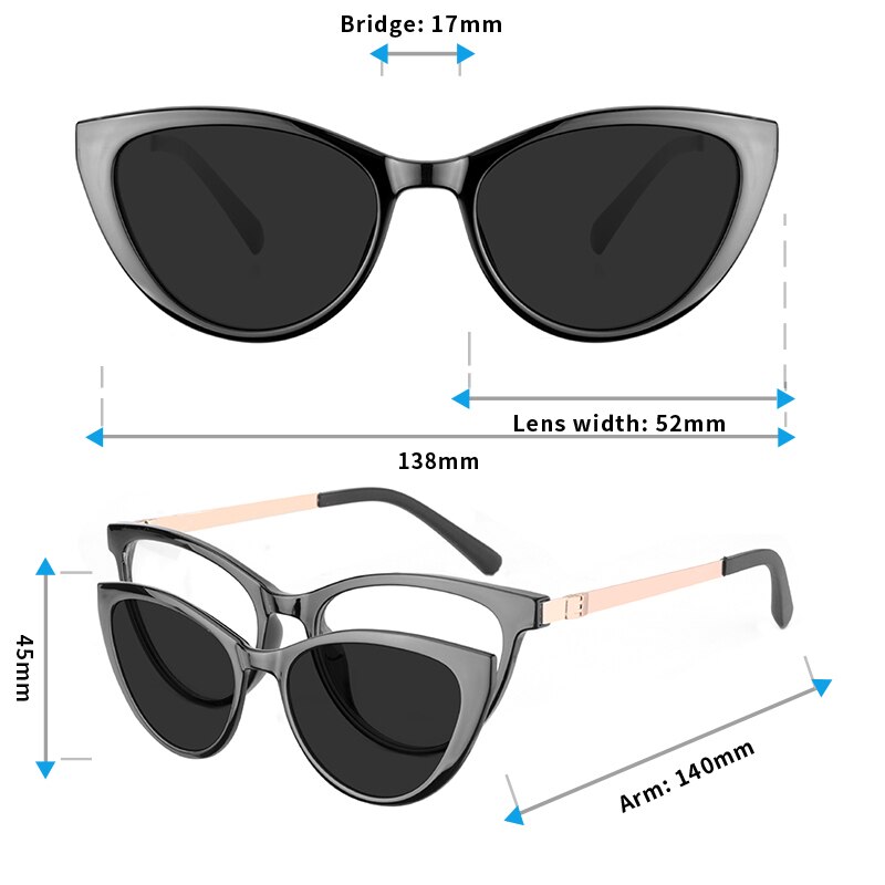 Ceofy – lunettes de soleil yeux de chat pour femmes, monture optique polarisée, magnétisme, de CD6817