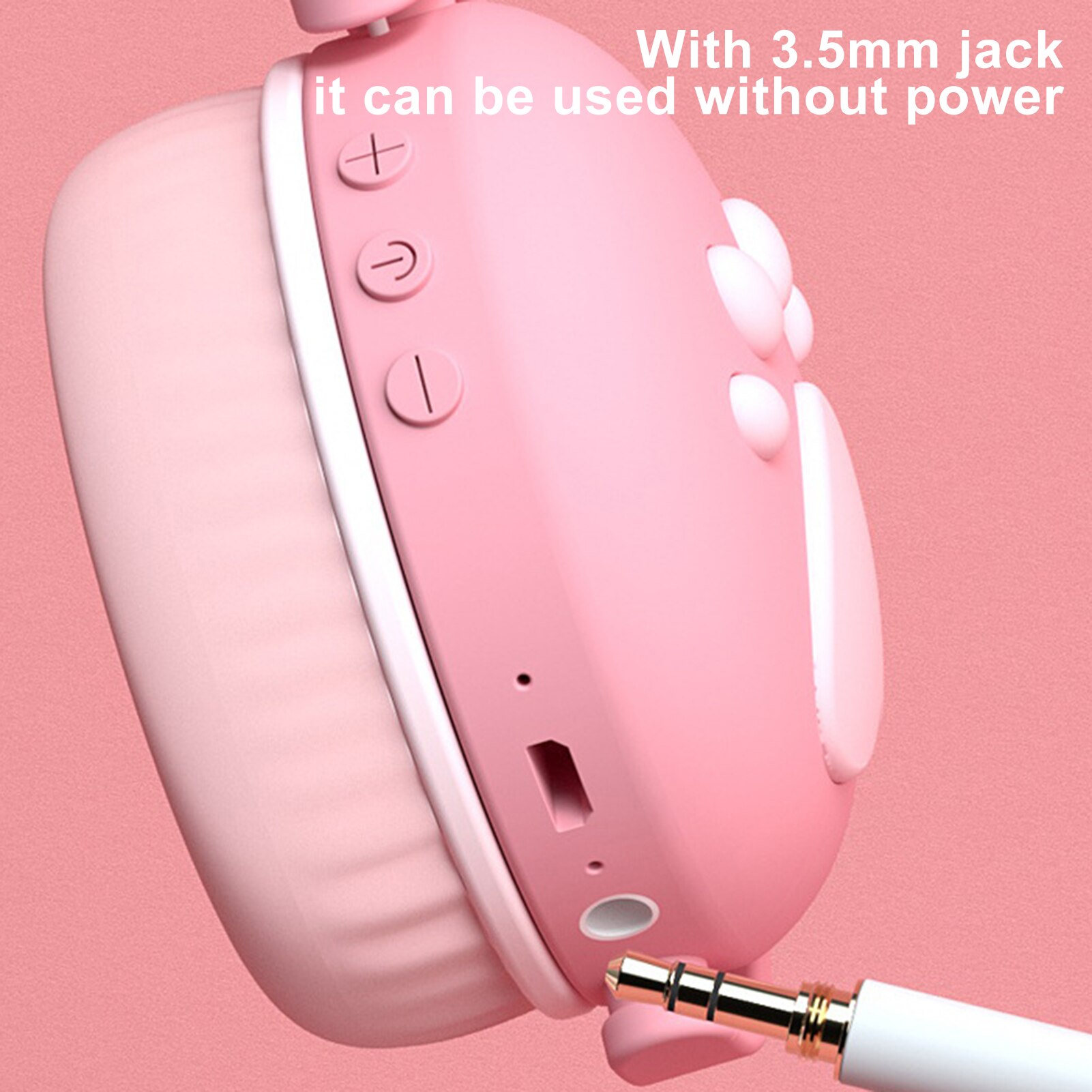 Bk1 draadloze koptelefoons voor meisjes met kattenoortjes en pootjes, bluetooth 5.0 koptelefoon met microfoon