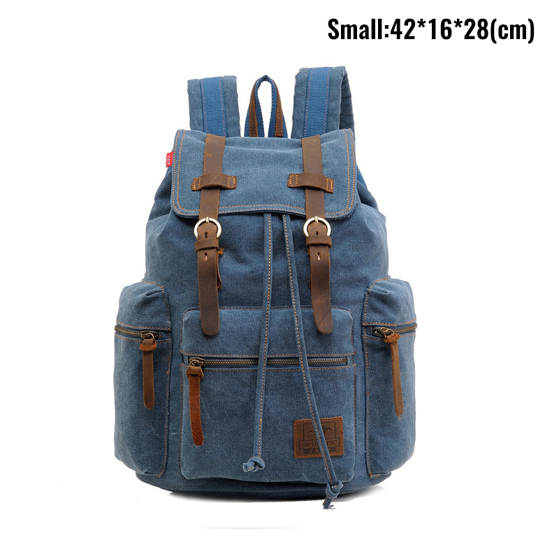 MARKROYAL Canvas Retro Men's Bag Backpack Suitable 14 Inch Laptop Bag Vintage 36-55L Wear-resistant Backpack Coffee Dripshipping: Blue