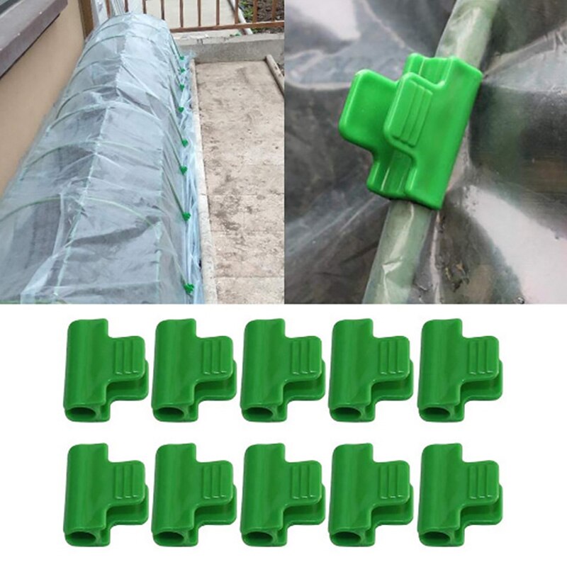 10pcs Plastic Film Clip Greenhouse Frame Pipe Clamps Shade Net Fixed Buckle Clip Garden Supplies for Outter Diameter 11mm Tube