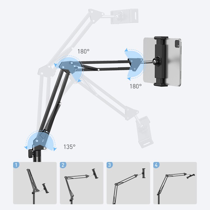 Supporto per supporto da tavolo pieghevole per Tablet da 160cm con braccio pieghevole per supporto da 5-13 pollici per iPhone IPad pro12.9