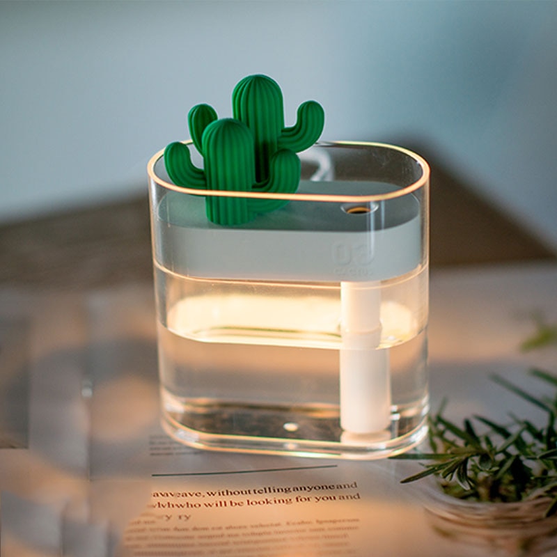 319 Clear Cactus Ultrasone Luchtbevochtiger 160Ml Kleur Licht Usb Luchtreiniger Anion Mist Maker Water Verstuiver