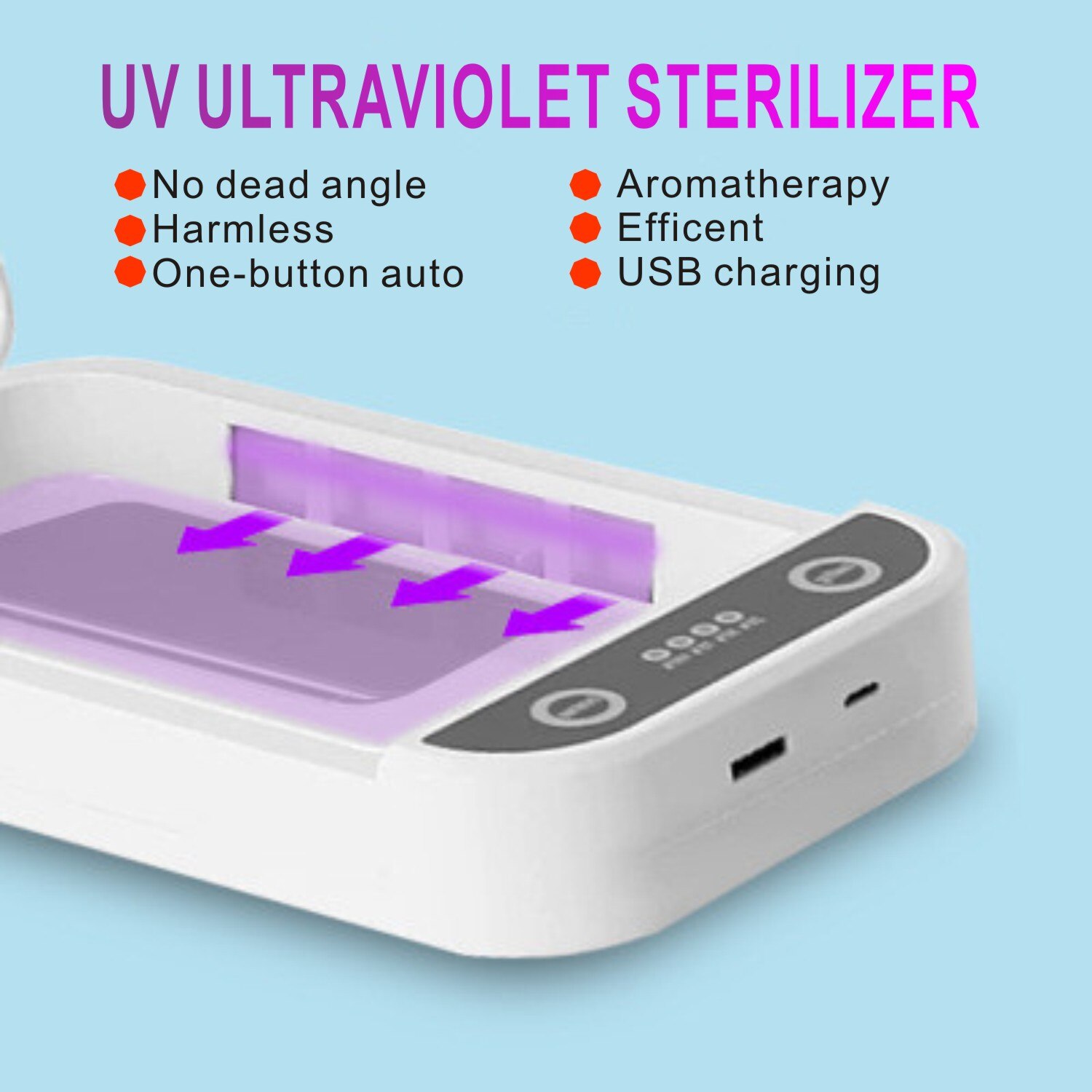 Draagbare Multifunctionele Uv Lamp Sterilisator Usb Ultraviolet Desinfectante Steriliseren Kast Masker Horloge Sieraden Voor 6Inch Telefoon