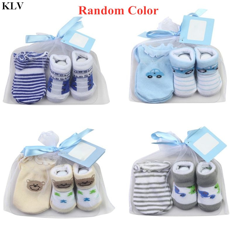 Cartoon Zachte Baby Katoenen Sokken + Anti-Kras Handschoenen Set Voor Baby Jongens Baby Meisjes Baby 0-6 maanden Pasgeboren Baby Accessoire