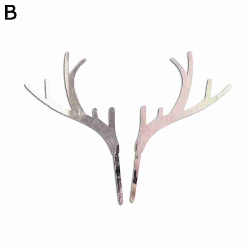 Golden Elk Antler Cake Topper Dessert Decoration Wedding DIY Party Supplies Baby Birthday Party Christmas Decoration: B