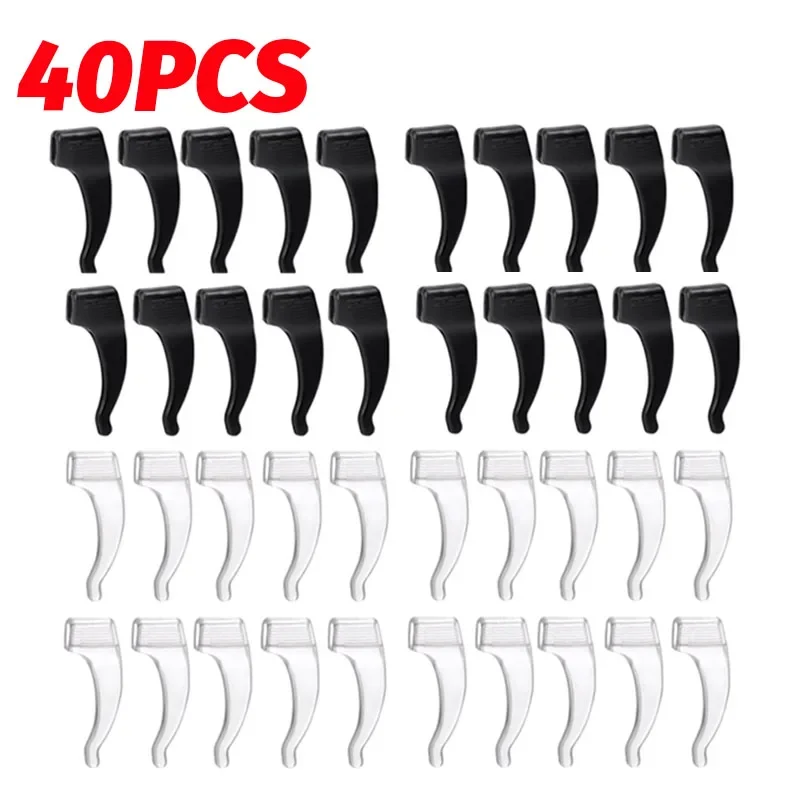 Ganchos antideslizantes de silicona para las orejas, empuñaduras elásticas para gafas, soporte de tapón para la oreja, accesorios de sujeción, soporte para gafas con punta del templo, 50 Uds.: Plata