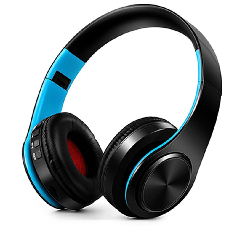 Auriculares inalámbricos estéreo Auriculares inalámbricos con Bluetooth auriculares inalámbricos portátiles compatible con radio FM tarjeta TF con micrófono para teléfono: black blue