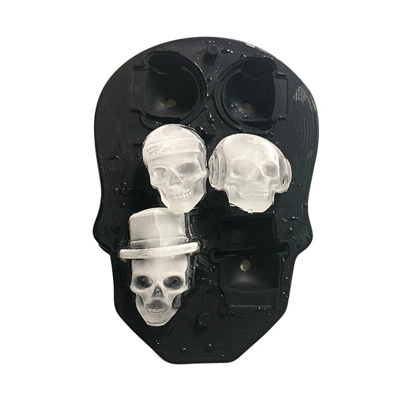 Silicone Ice Mould 3D Skull Shaped Ice Cube Mold For Whiskey Cocktail Stackable Flexible Silicone Ice Cube Tray Ice Cream Tools