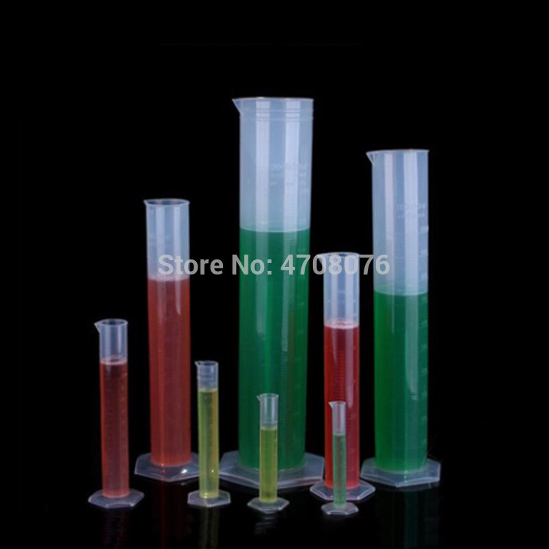 Cilindro graduado 10,25, 50.100 ml 4 unids/set PP con herramienta de medición de laboratorio de plástico de de escala transparente para ensayos químicos