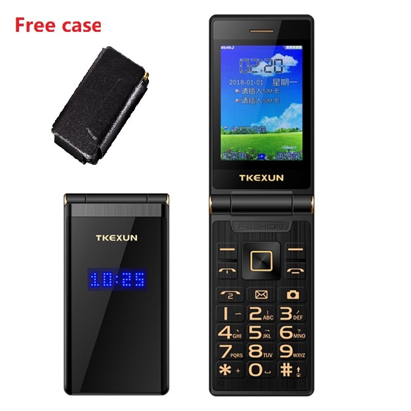 TKEXUN Flip Touch HandwritingScreen 3.0&quot; Display Telephone Speed DialSOS Metal Body Senior Not Smart Mobile Cell Phone: add 16G TF card / Gun