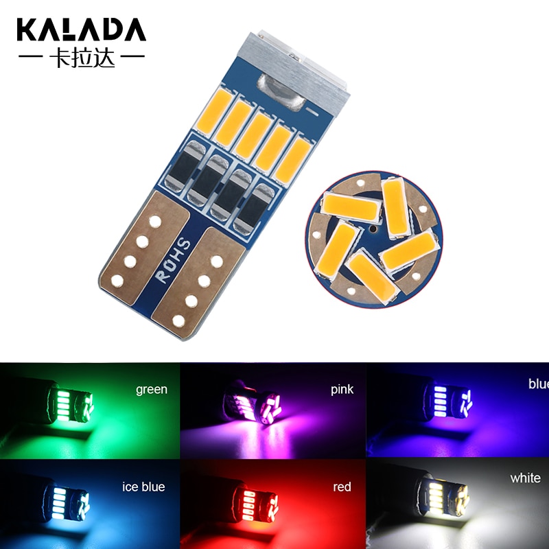2x T10 Auto Led Licht W5W 194 4014 15SMD 360 Graden Glans Canbus Geen Fout Positie Klaring Lamp Licence Lamp 12V Rood Blauw Groen