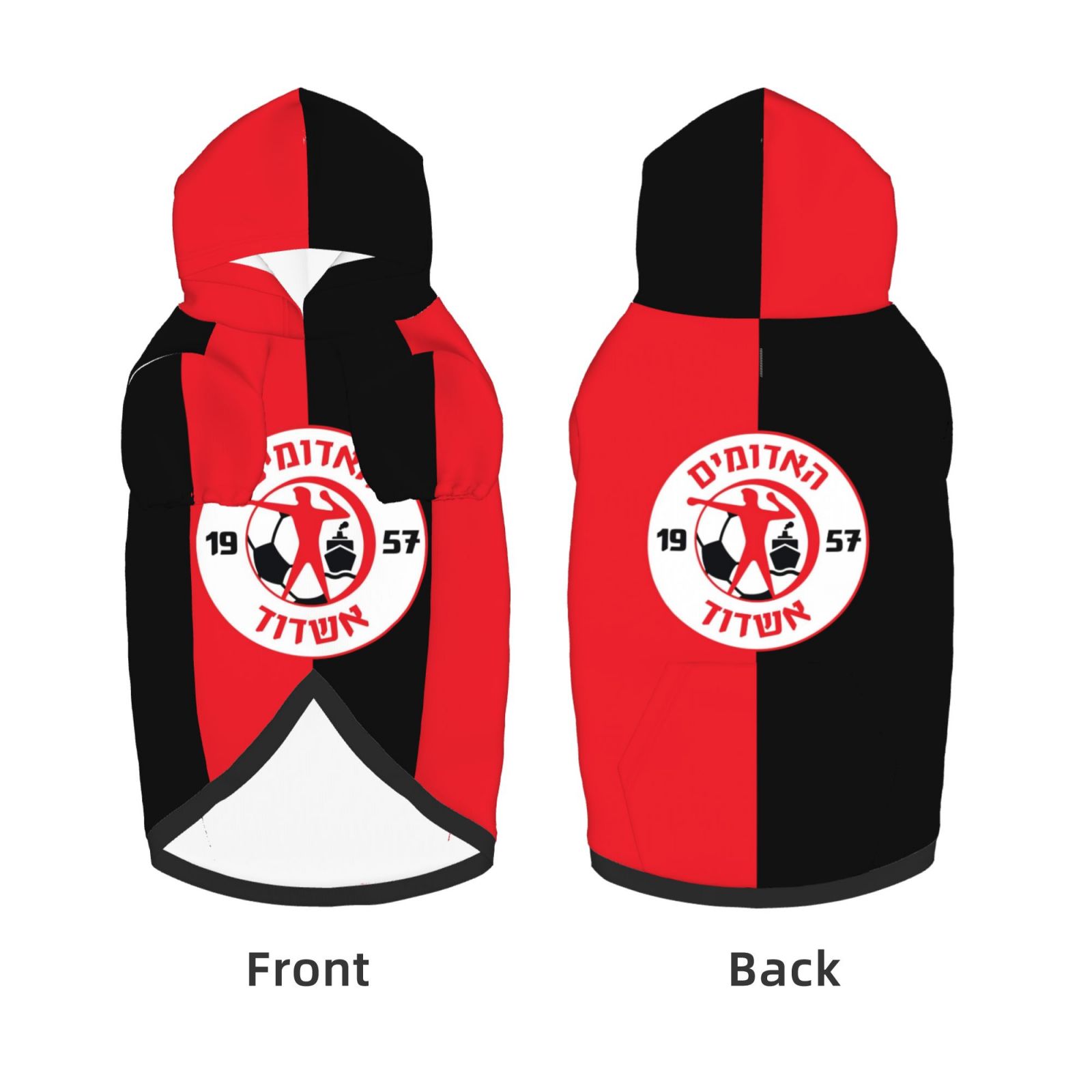 Hapoel Ashdod Fc Medium and Large Pet Dog Wear Hoodies Puppy Costume Winter Cloth Sweaters Sweatshirts Hoodie with Pocket