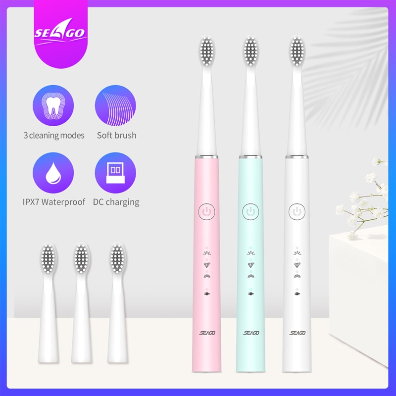 Seago Ultrasone Elektrische Tandenborstel Usb Oplaadbare Waterdichte Tandenborstel Voor Volwassen Tanden Whitening Reiniging Massage