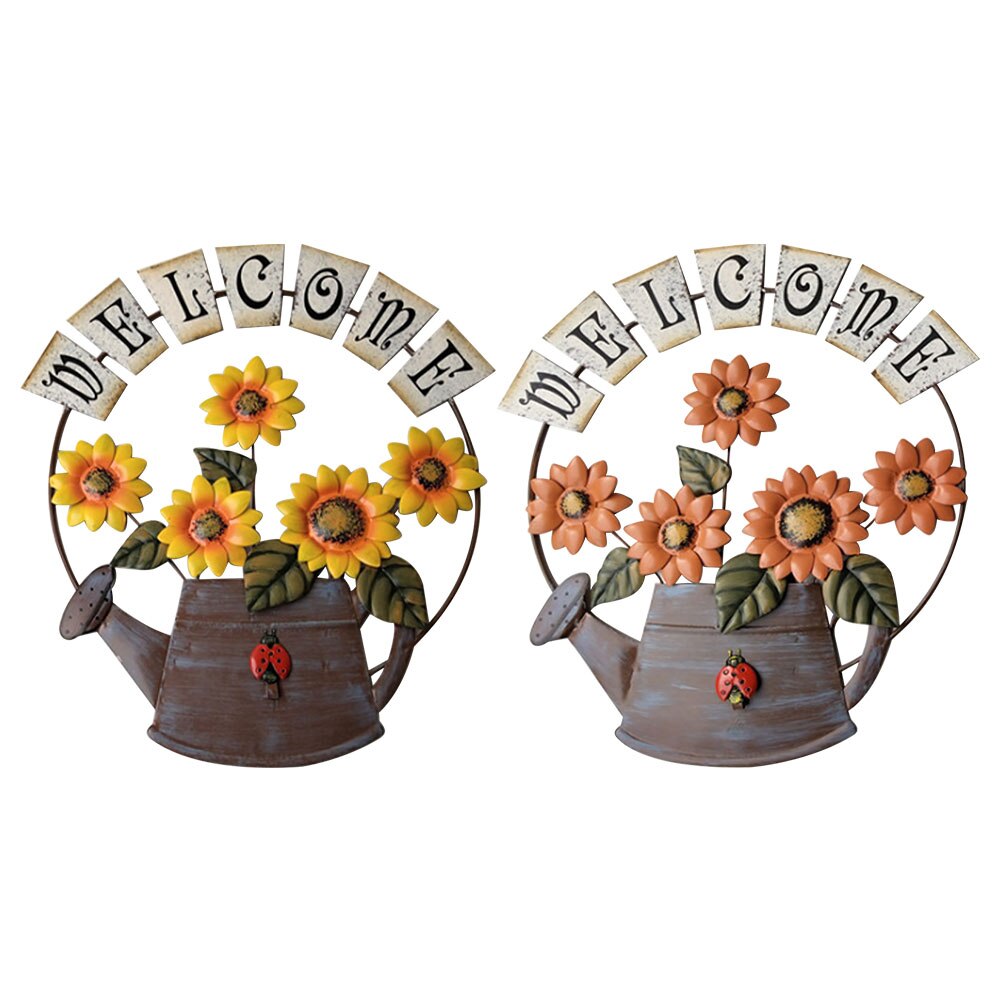 Tuin Thema Vintage Metalen Zonnebloem Welkom Teken Voor Front Deur Opknoping Welkom Muur Plaque Huis Tuin Ornament