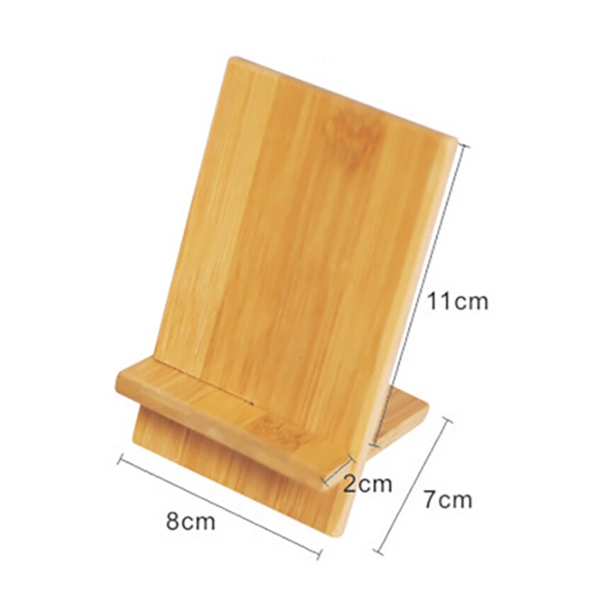 1 Set Bamboo Phone Stand Universal Mobile Phone Holder Mount Desktop Bracket Tablet Stands Smartphone Support With Charging Hole: Without hole