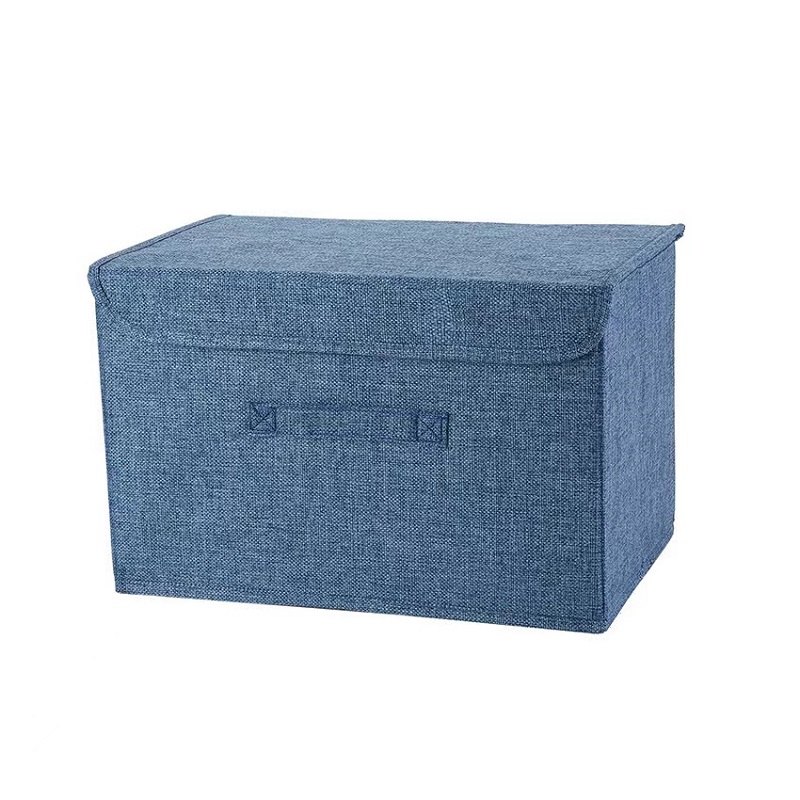 Opvouwbare Katoenen Linnen Stof Opbergdoos Grote Capaciteit Kleding Opbergmand Speelgoed Organisator Met Deksel Voor Thuis Slaapkamer Kast: S / WHITE