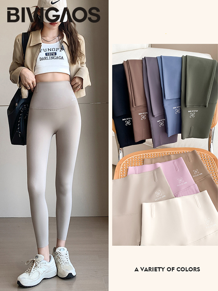 BIVIGAOS Autumn Thickened Shark Leggings Women High Waist Sport Fitness Push Up Leggings Slimming Running Tight Legging