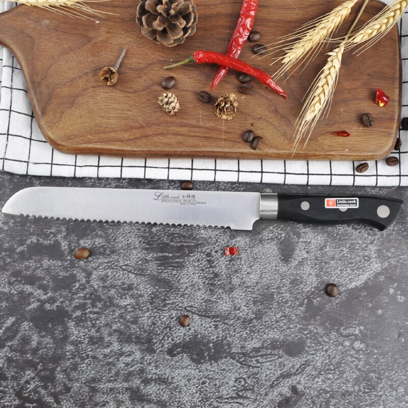 Little cook 5-- delige keukenkoksmessenset met vaste tang, scherp vleesmes, handgemaakte groentesnijder, kookgereedschap