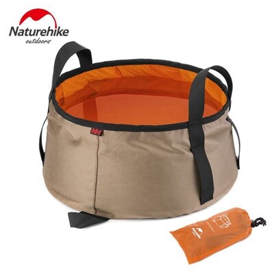 Naturehike 10l vand håndvask ultralet bærbar udendørs nylon sammenklappelig vaskepos fodbad campingudstyr rejsesæt: Orange