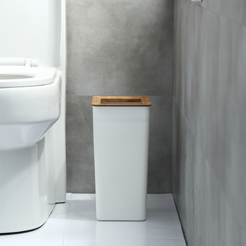 7.5/9L Trash Bin Dustbin Can PP Wood Waste Bin Home Office Trash Can Garbage Bin Dust Bin Plastic Storage Bucket