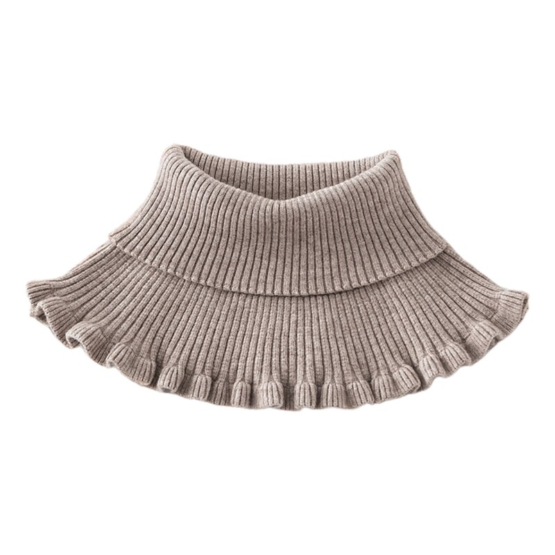Turtleneck Ribbed Knit False Collar Dickey Solid Ruffles Detachable Scarf Wrap: 6EE406688-KH