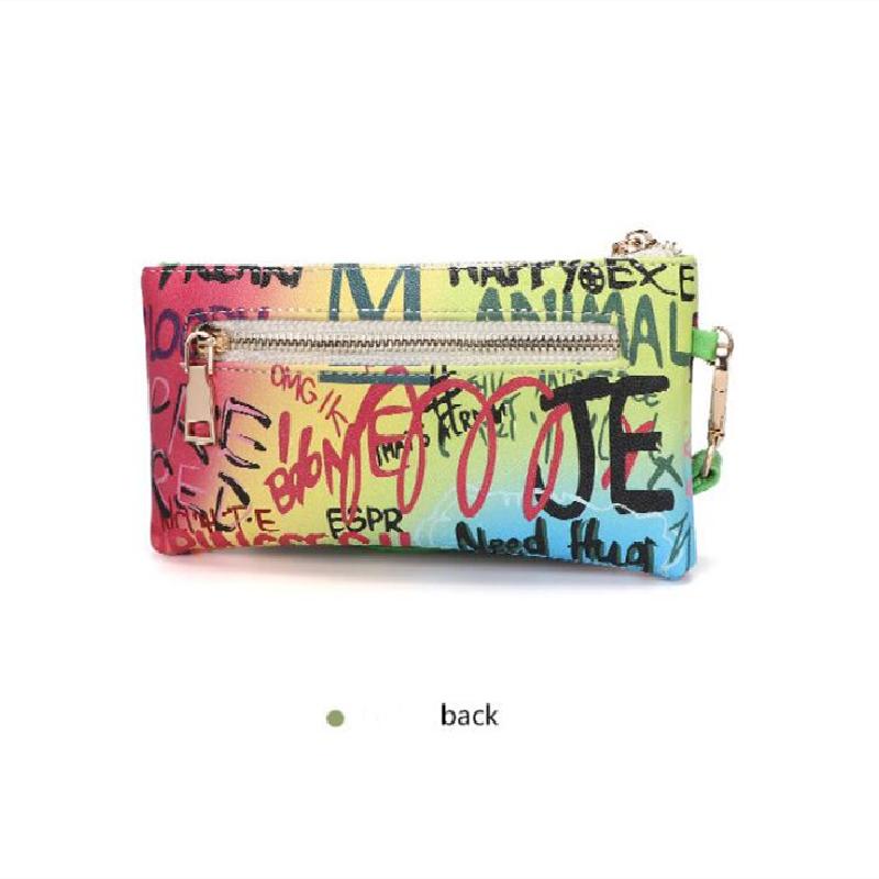 Rainbow Colors Bags Women Colorful Wallets Graffiti Ladies Clutch Bags Leisure Female Lazer Bright Purse Coin Purse