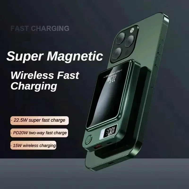 Oneplus 50000 mah magsafe powerbank qi magnetisk trådlös snabbladdningsbar powerbank för iphone lätt och bärbar