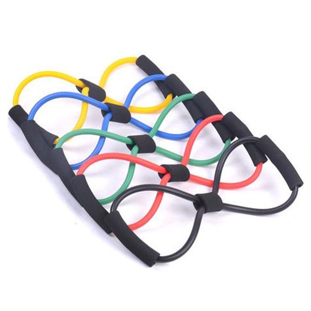 "8" Shaped Elastic Rubber Sports Loop Yoga Expanding Strap Pilates Fitness Belt extension strap Random Color
