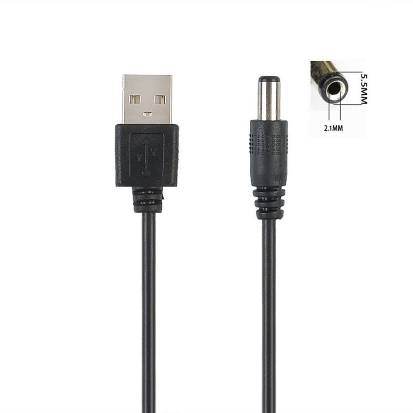 Câble d&#39;alimentation USB A mâle vers 2.1/2.5*0.7/4.0*1.7/3.5*1.35, 5.5mm, 5V DC: DC5.5 5.5mmx2.1mm