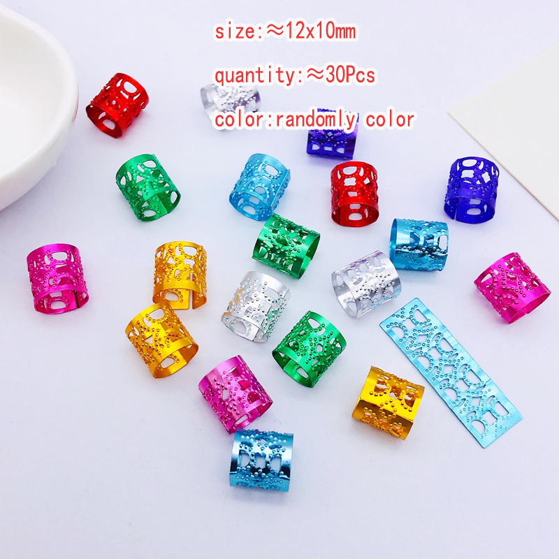 Anneaux de cheveux Dreadlocks 10-16mm, 10 à 50 pièces, accessoires Clips pour femmes, filles et enfants, perles de cheveux, tresses circulaires, style couleur or argent: Chocolate