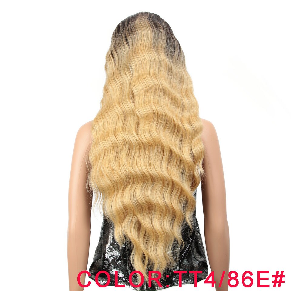 Perruque Lace Front Wig synthétique MAGIC de 28 pouces | perruque Lace Front Wig brune rouge doré, perruques ondulées et longues pour femmes,: TT4-86E