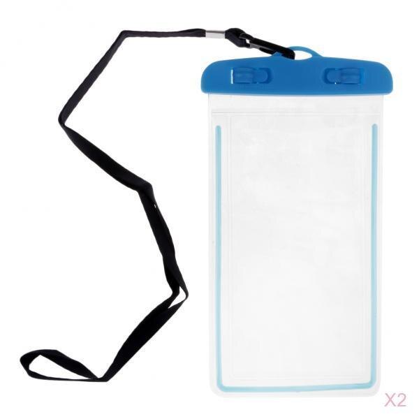 2 Onderwater Waterdichte Mobiele Telefoon Pouch Dry Bag Case Cover Touchscreen Blauw