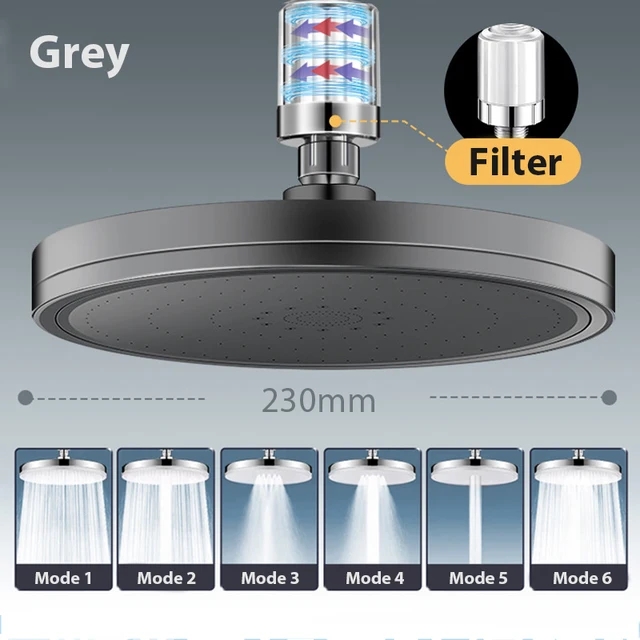 Cabezal de ducha de lluvia de 6 modos, cabezales de ducha de lluvia superiores de alta presión para baño, ° Accesorios para grifos de ducha con rociador superior: Morado