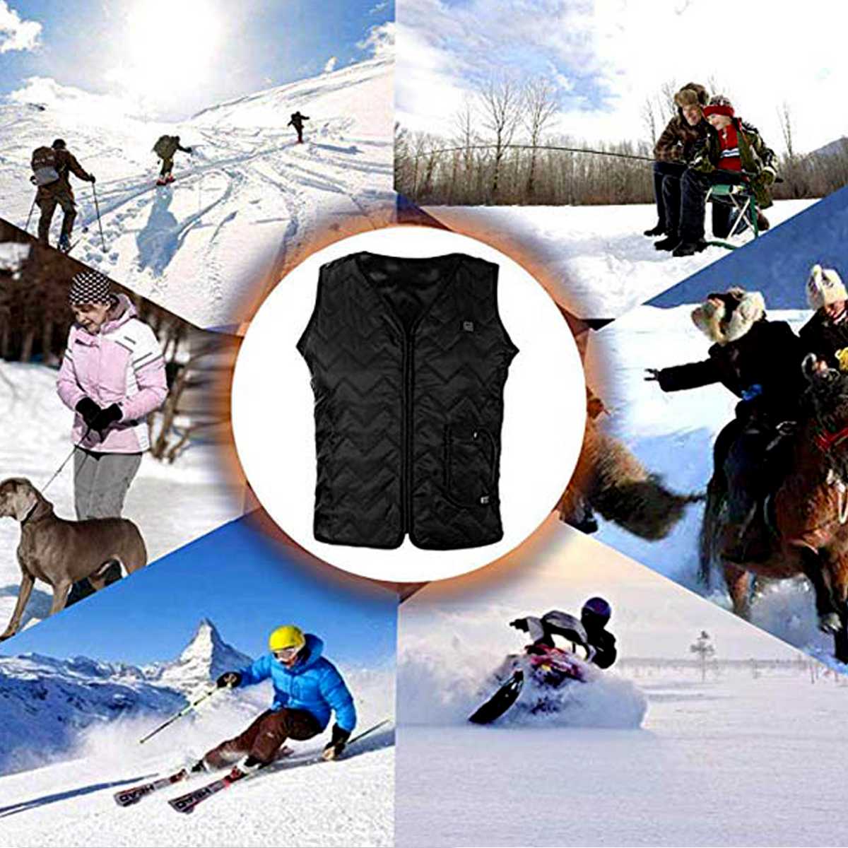 Slim soort Mannen Outdoor Verwarming Down Mouwloos Vest Jas USB Intelligente Lichtgewicht Warm Verwarmde Jas Vest Winter Body Warmer