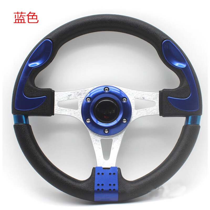 universal PVC Leather Steering Wheel 320mm 13inch racing steering wheel Aluminum for Drift Sport Steering Wheels and horn: Blue